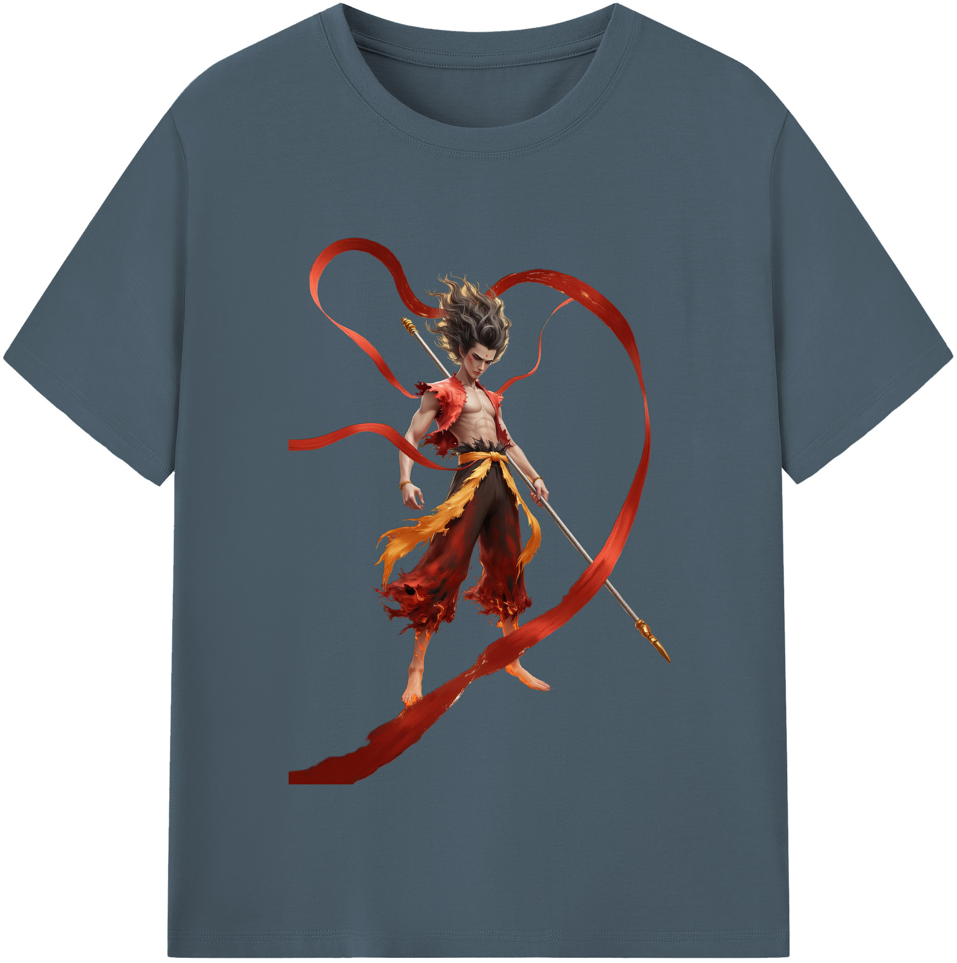 （画像用） Ne Zha 2 ナタ 魔童の大暴れ 綿100％半袖Tシャツ（フロントプリント）